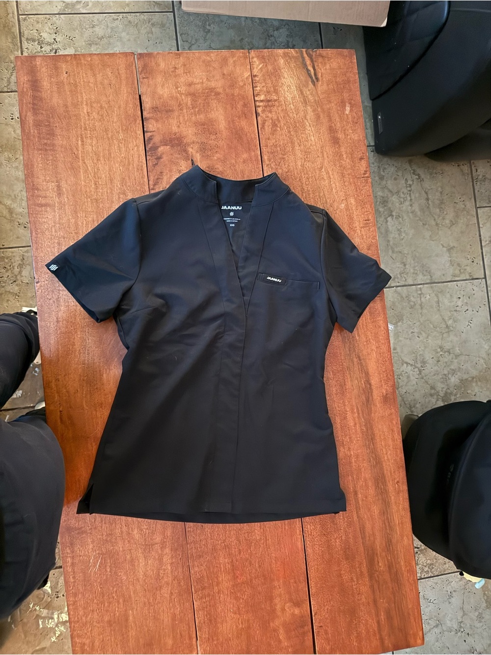 Jaanuu Black Scrub Top - Professional Short Sleeve Shirt